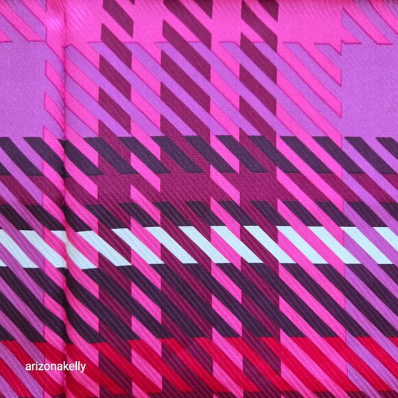 NWT Talbots Silk Houndstooth Pink Purple Square Scarf - Picture 3 of 5